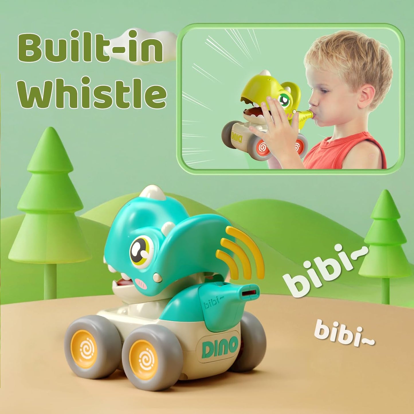 Press N Go Dino Whistle Car