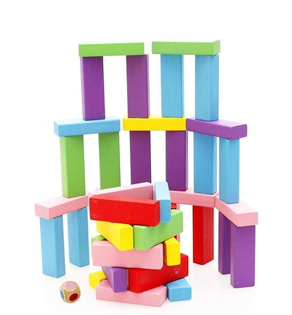 Wooden Tumbling Tower Game – 54 Blocks & 2 Dice