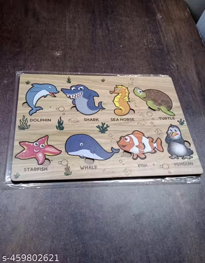 Wooden Puzzle Game – Learn Seawater Animal Names