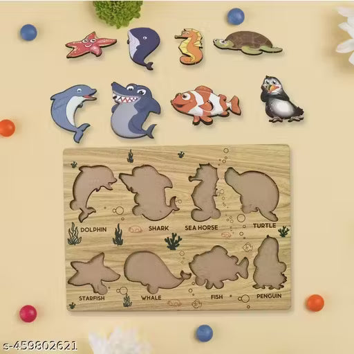 Wooden Puzzle Game – Learn Seawater Animal Names