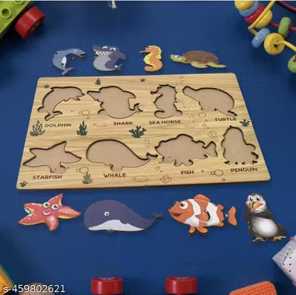 Wooden Puzzle Game – Learn Seawater Animal Names
