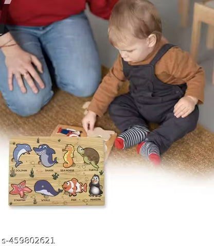 Wooden Puzzle Game – Learn Seawater Animal Names